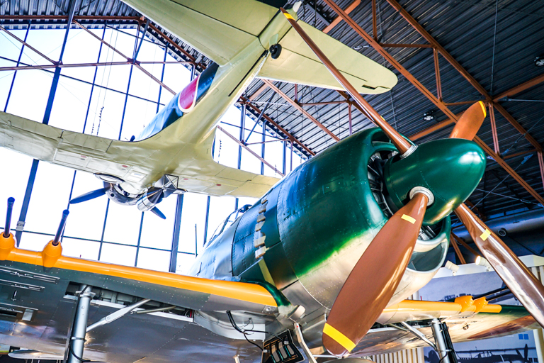 Ruins of Uzurano Airfield and “sora Kasai” : Interacting with numerous war remains and a life-size model of the fighter aircraft “Shidenkai”. 